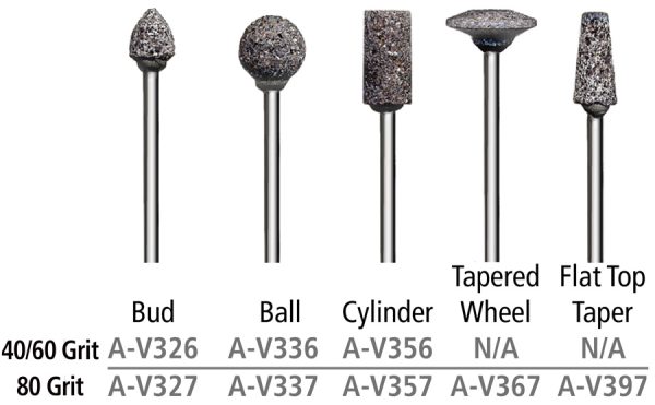 V Stone Mounted Abrasive Points – 3/32" Shanks