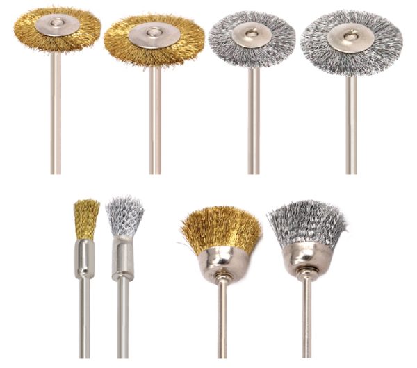 3/32" (2.35 mm) shank Mounted Brass or Steel Brushes in Multi-Packs