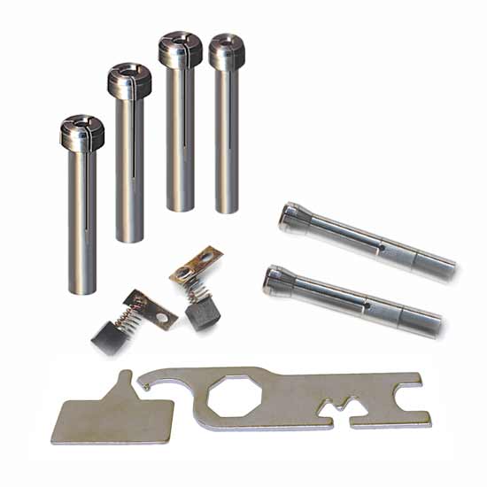 Collets, Adapters, Motor Brushes, Wrenches, Fuse, Graver Holder, Splashback Kit
