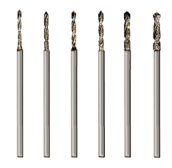 Diamond Plated Step Drills, 14 head sizes from .7 mm – 2.1 mm
